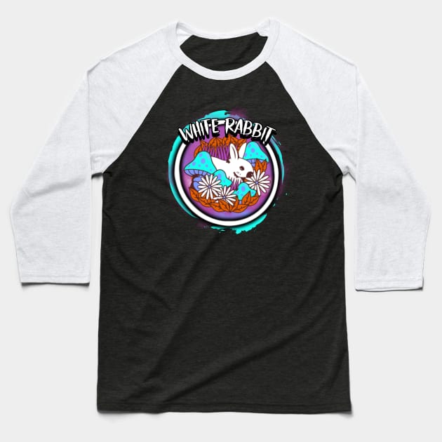 White Rabbit Baseball T-Shirt by CTJFDesigns